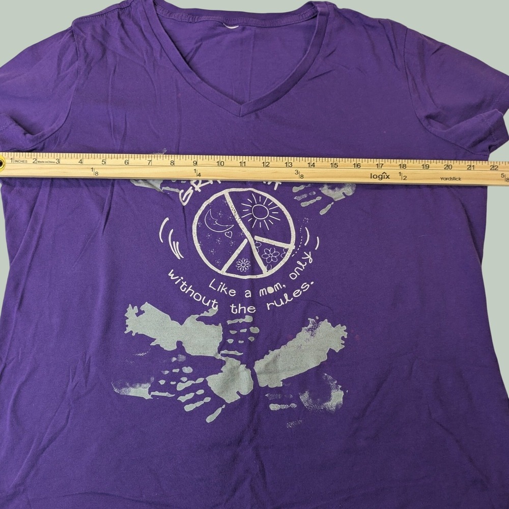 Unbranded‎ Grandma Graphic Tee XL Purple Peace Sign V-Neck Casual Humor Shirt - Picture 4 of 10